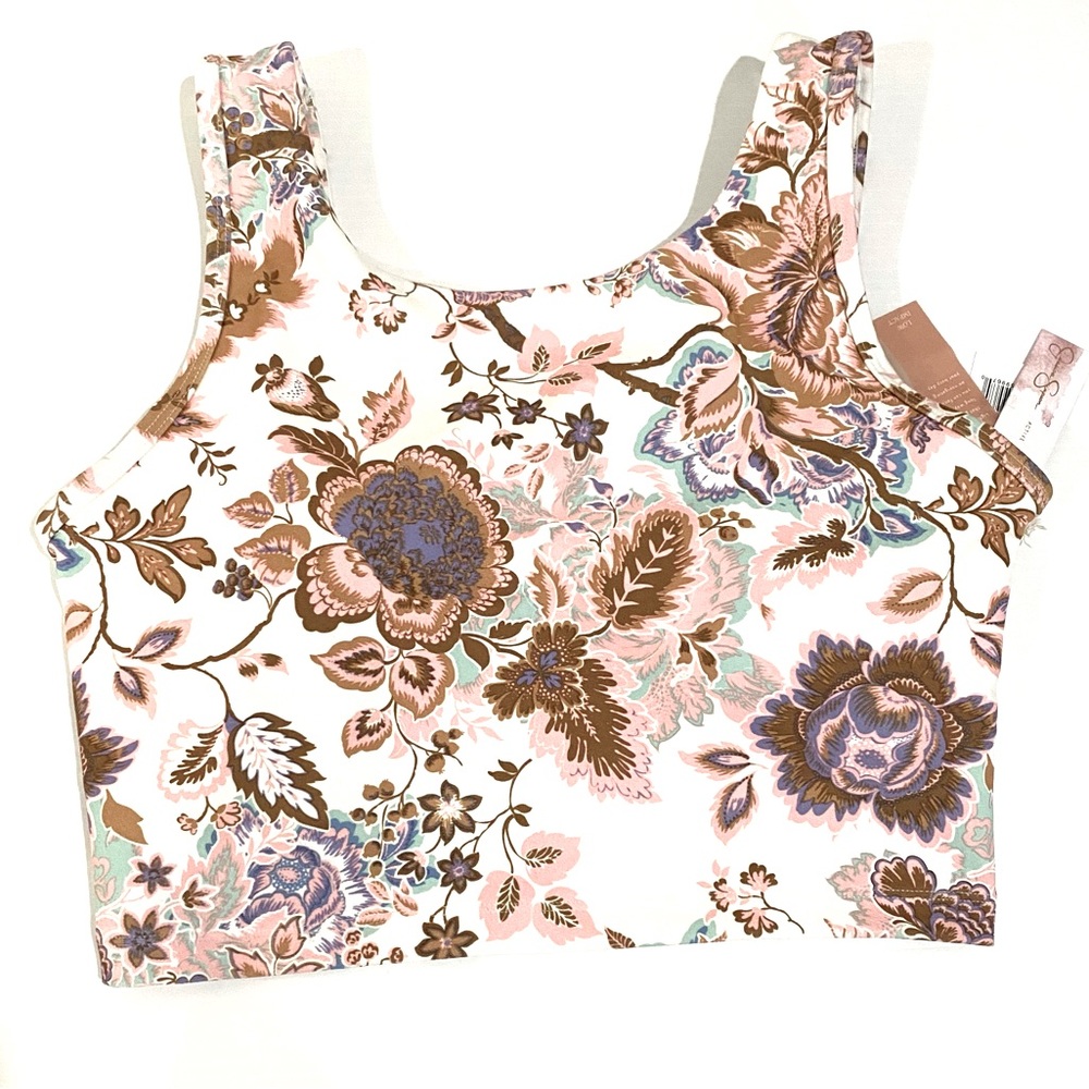 NWT Jessica Simpson Sportswear Women's White Floral Tank Top Size Large - Picture 1 of 7